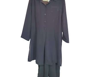 Vintage Venezia Black Button Down Pant Set Size 14