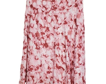 Pink Floral Knee Length Lined Skirt Size 16