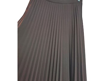 Brown Pleated Vintage Elastic Waist Skirt Size 16