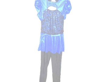 Costume de danse une pièce Revolution noir/bleu royal taille MA