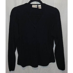 Claudia Barnes Black V-neck Button Close Cardigan Sweater Size LP