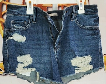 SO Dark Blue Distressed High Rise Cutoff Shorts Size 11
