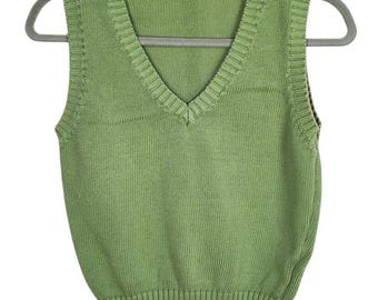 Brandy Melville Green Knit Sweater Vest Cotton M