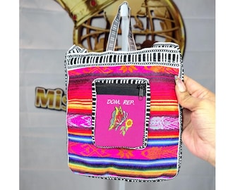 Handmade Pink Multicolor Woven Crossbody Bag from Dominican Republic