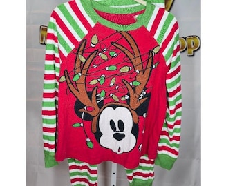 Disney Mickey Mouse Christmas Pajama Set Size Medium 2-Piece