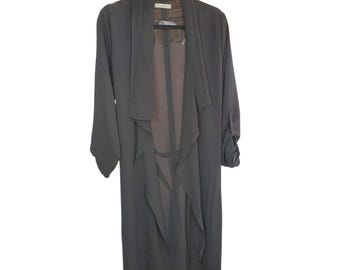 Active USA Black Sheer Tie Front Drape Jacket Size 1XL