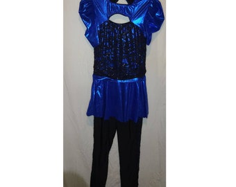 Revolution Black/Royal Blue One Piece Dance Costume Size LA