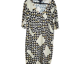 Ashley Stewart Cream Geometric Grommet Dress Size 26/28