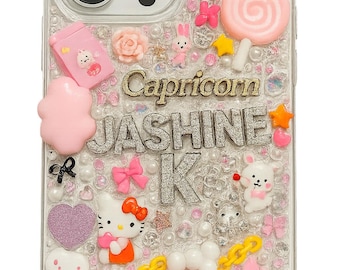 Iphone 15 Personalized Phone Case with Name Handmade 3D Charm Style