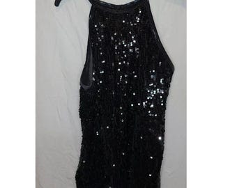 Balera Dancewear Black Sequin Dance Costume Top Size LA