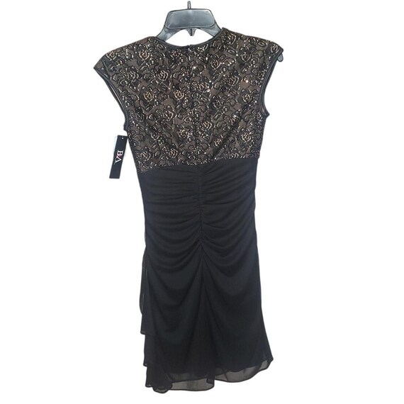 betsy and adam black lace dress Sequin Cocktail NWT Size 6 elbow sleeves