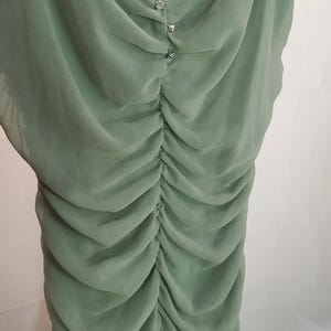 ザラ グリーン ルーシュ ラッフル ミニドレス セージ シフォン ルック M 画像 7