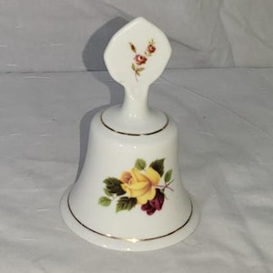 Vintage Staffordshire Fine Bone China Bell – Yellow Rose Floral Design