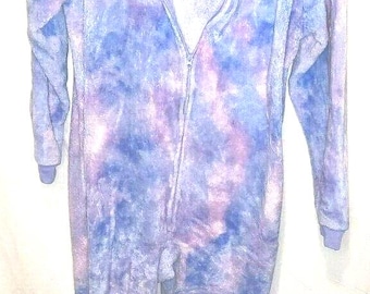 Children's Place Girls Blue Pink Tie Dye Unicorn Hooded Footie Pajama Kids XL