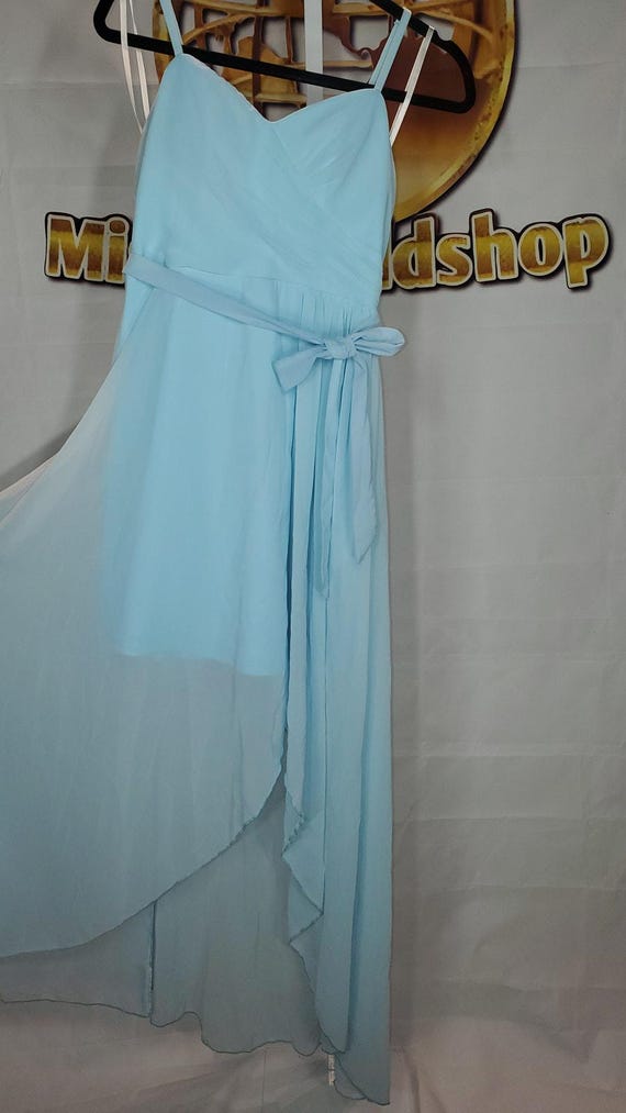 Shein Light Blue Chiffon High Low Maxi Dress With Tie Belt Women's Size  Medium