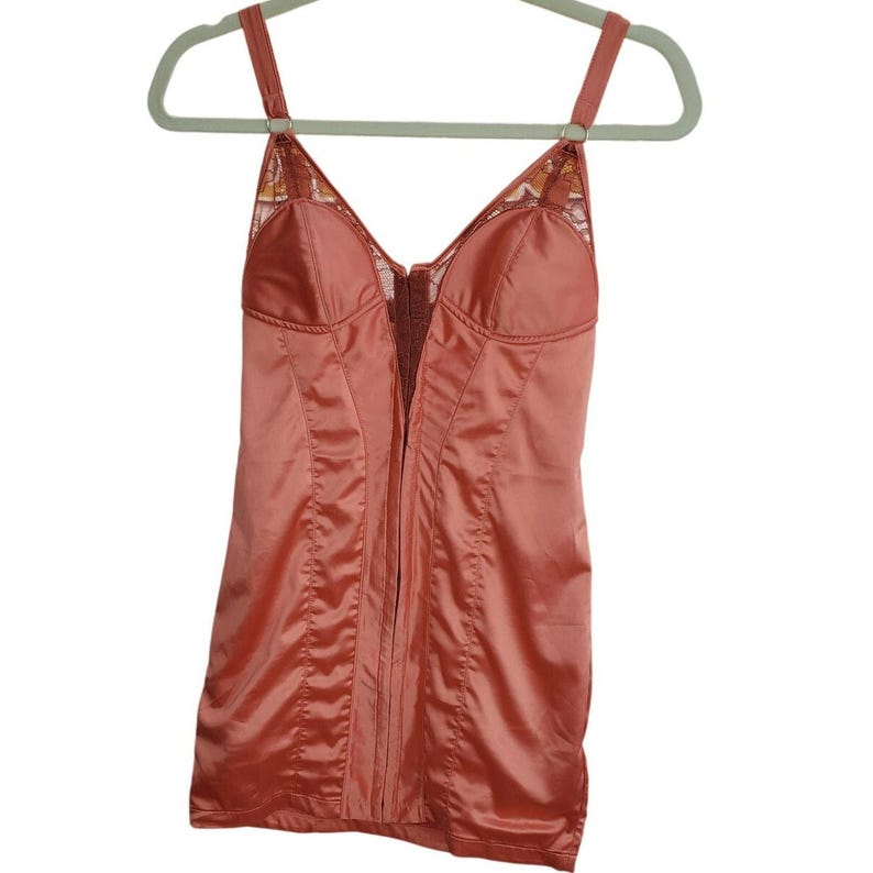 Urban Outfitters Satin Lace Hook-Front Mini Party Dress Rust S image 1