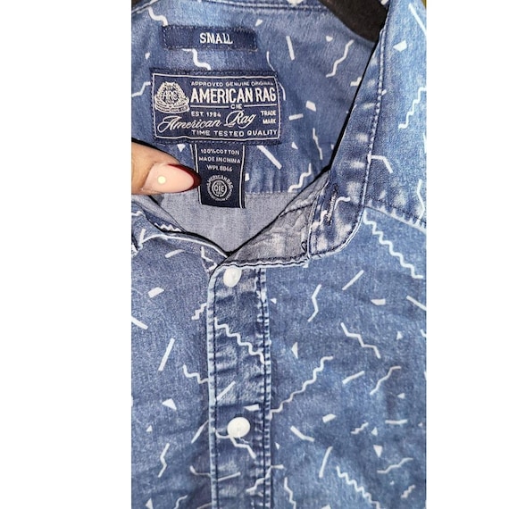 Vintage American Rag Blue Denim Button up Shirt Size Small