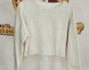 Colsie Tan Spotted Fleece Crop Sweater Medium