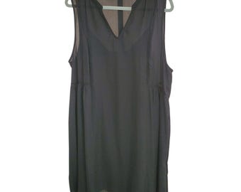 Old Navy Black Sheer Overlay Sleeveless V-Neck Dress With Slip XL