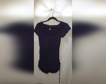 Privy Navy Off Shoulder Romper w/ Drawstring Sides M