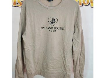 Fashion Nova Beige Graphic Sweatshirt Bad Boujee M