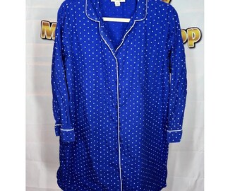 Appleseed’s Petites Blue Polka Dot Pajama Shirt Dress Size PXL