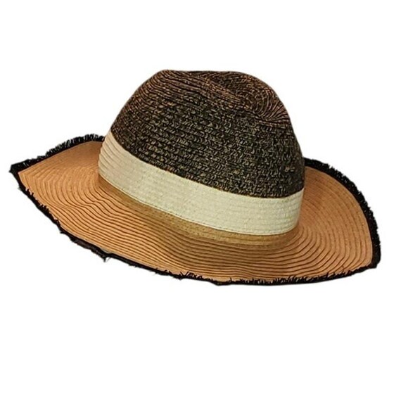 INC International Concepts Straw Sun Hat Tan/black Woven  display picture 1