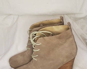 Tan Steve Madden Wedge Booties size 9.5