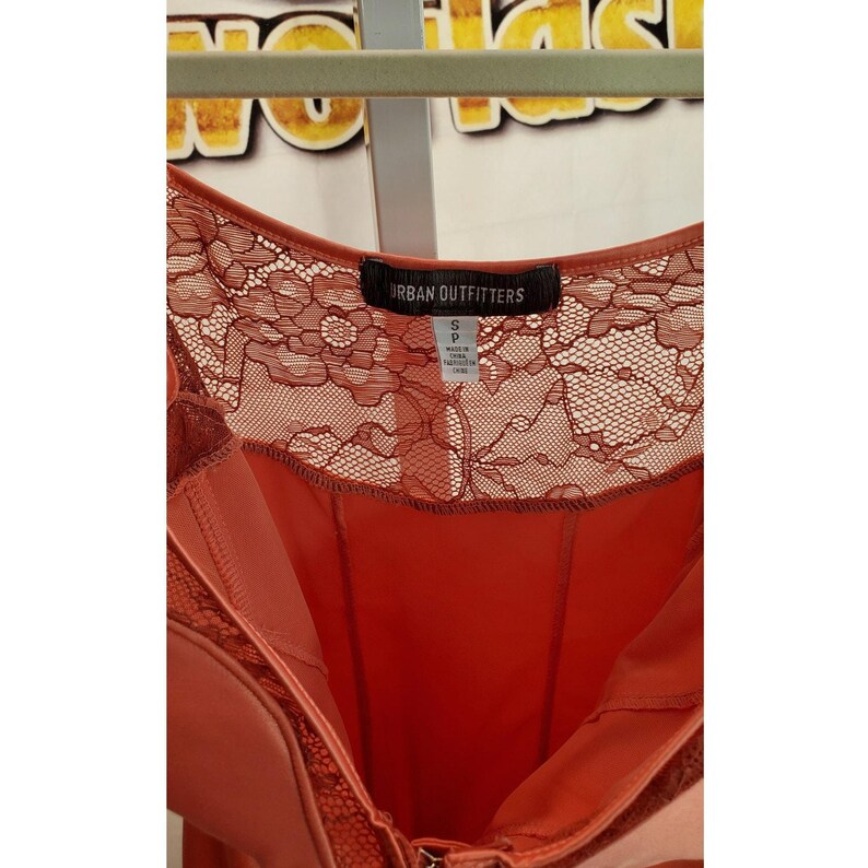 Urban Outfitters Satin Lace Hook-Front Mini Party Dress Rust S image 3