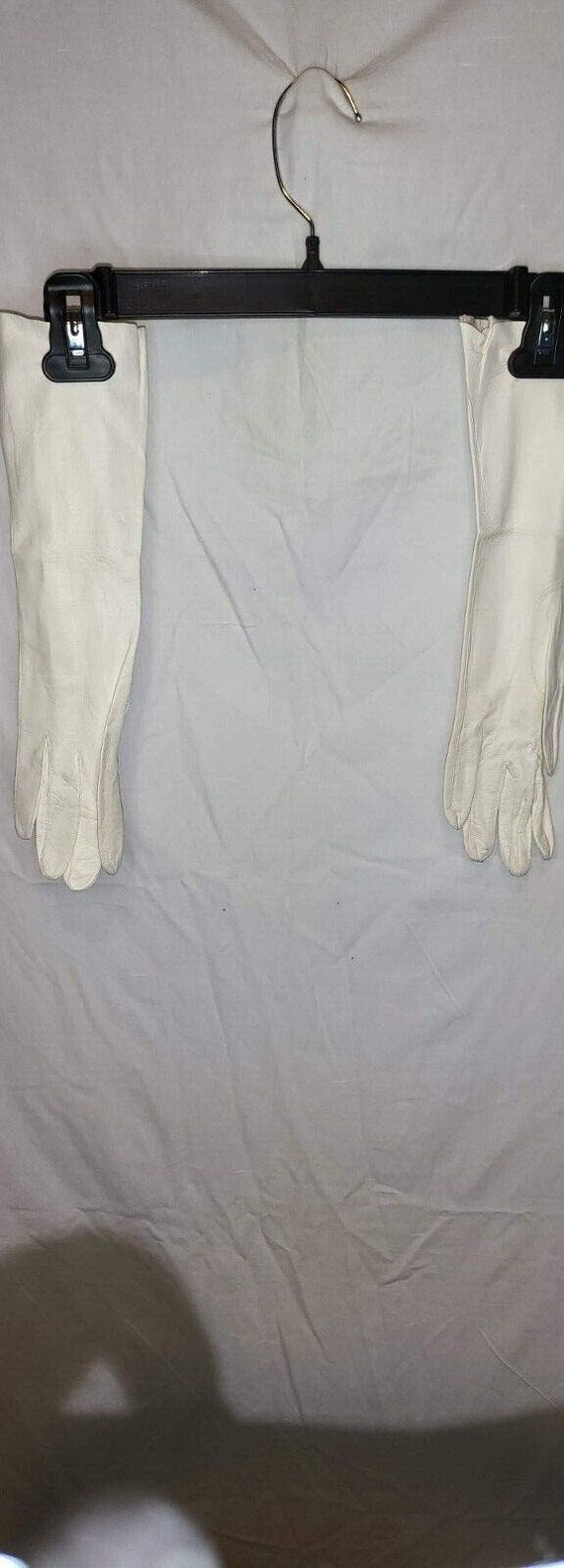 Womens Long White Leather Gloves Size Small