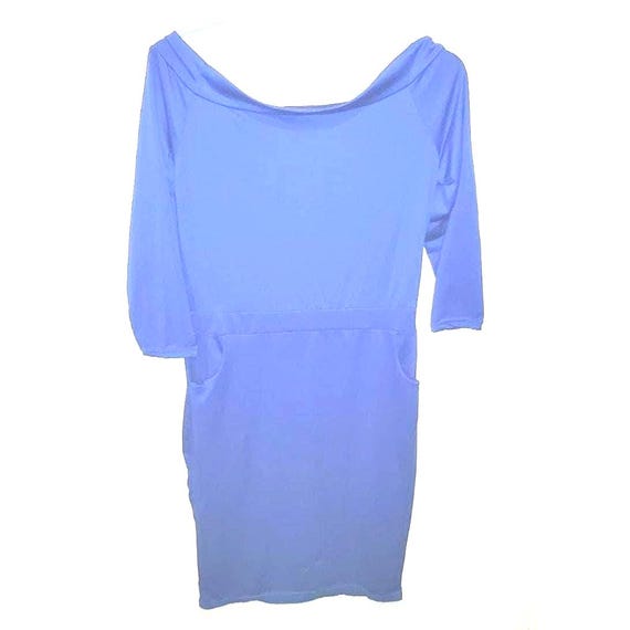 Blue Off-shoulder Bondage Dress With Pockets Size XL