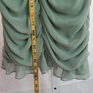 ザラ グリーン ルーシュ ラッフル ミニドレス セージ シフォン ルック M 画像 6