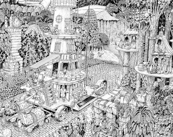 Potters' Road - GIANT 27"x 40" Wildergorn Colour-In Poster by Jamie Courtier