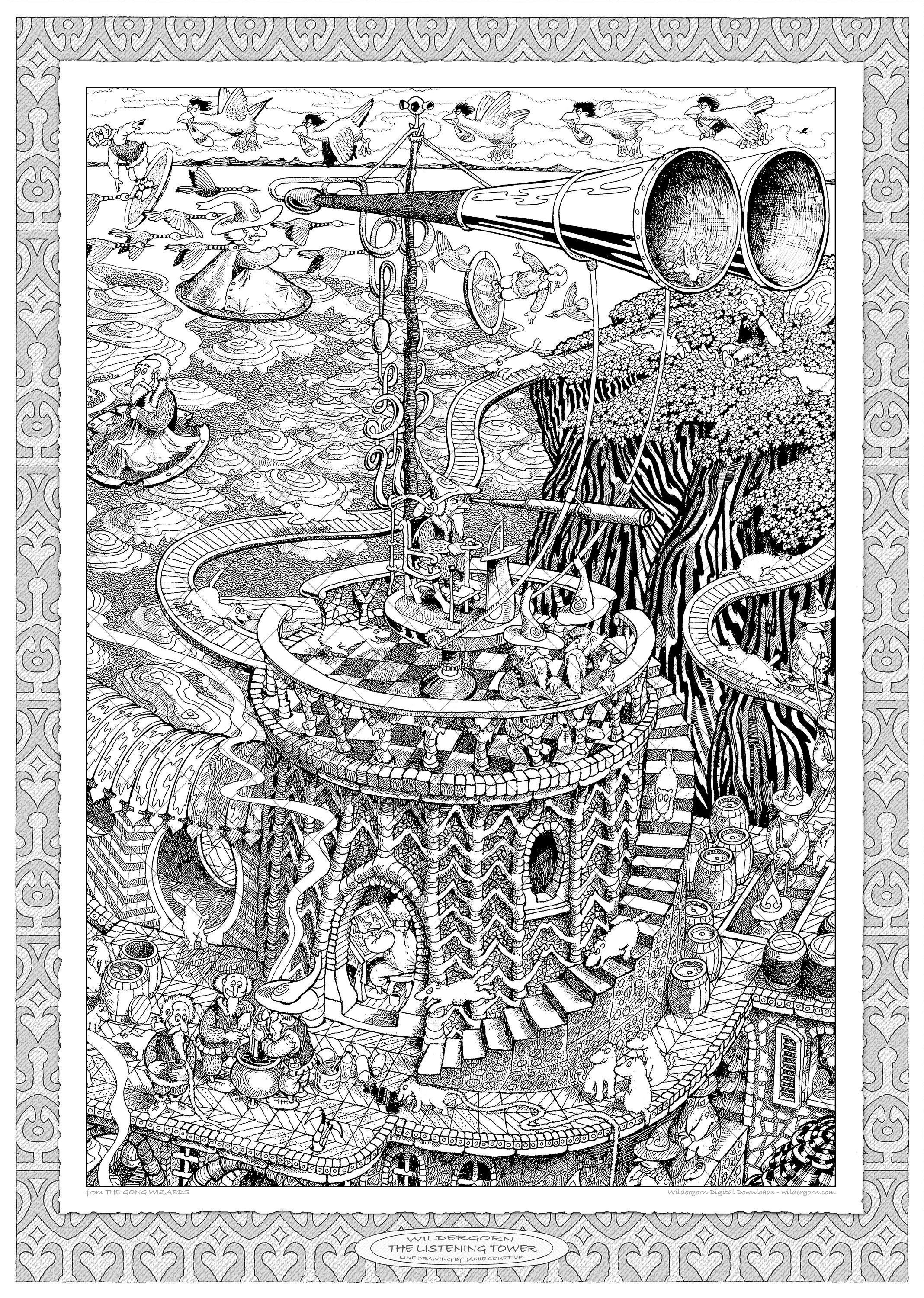 The Listening Tower - Download to Colour: Ipad, Tablet or Printout - Etsy