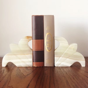 Vintage Bookends Albaster Mármol Ónix - Fleur Des Lis