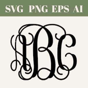 May include: A black and white monogram design featuring the letters A, B, and C in a decorative script font.
