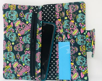 Funny Colorful Skulls Women&#39;s Fabric Wallet