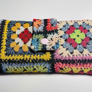 Cartera de tela para mujer con diseño de cuadrados de abuelita