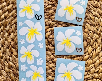 Flores de PLUMERIA individuales (2x2) o tiras (2x7) cortadas en calcomanías de vinilo