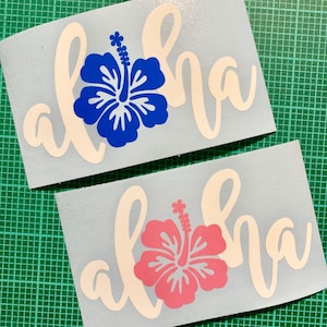 aloha with hibiscus vinyl decal