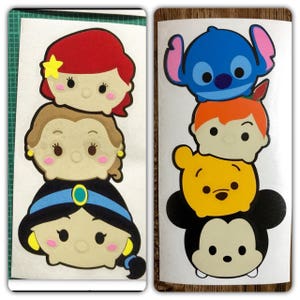 Your choice of 3 or 4 Disney&#39;s tsum tsum stacked inspired vinyl decal...