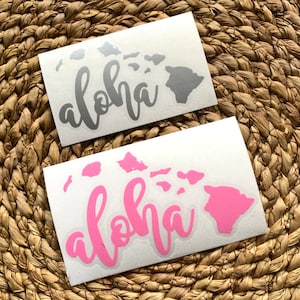 Aloha with or without the Hawaiian Islands vinyl decal