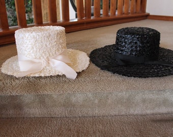 Vintage Spectator Hats Black/White 2 PC LOT