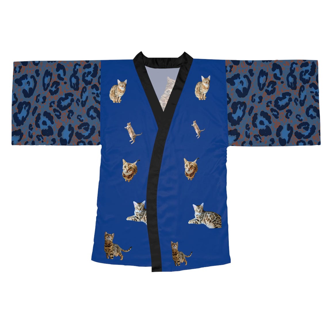 Grandma Nana Cat Pattern Print Men Long Robe