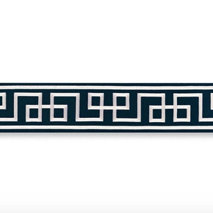 Schumacher Octavius Tape Trim, designed by Mary McDonald for Schumacher. 6&quot; wide. Marine Bleu.