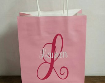 Bridesmaid Gift Bag, Personalized Gift Bag, Party Favor, Bridal Shower Favor, Bachelorette Party, Pink Bridesmaid Gift Bag