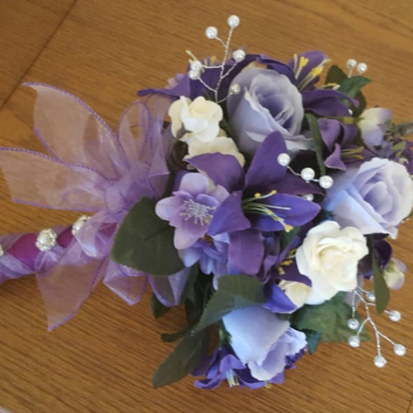 Purple Bridesmaid Bouquet, 8" Bouquet, Purple Wedding Bouquets, Bridesmaid Bouquet, Purple Wedding, Spring Wedding Package, Summer Wedding
