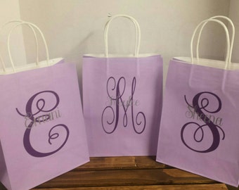 Bridesmaid Gift Bag, Personalized Gift Bag, Party Favor, Bridal Shower Favor, Bachelorette Party, Light Purple Bridesmaid Gift Bag