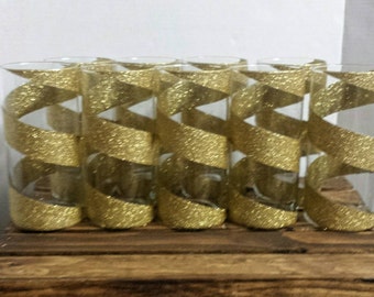 Set of 8 Gold Glitter Vases, Gold Swirl Vase, Wedding Centerpiece, Glitter Vase, Wedding Decor, Bridal Shower Decor, Engagement Party