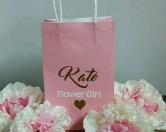 Small Bridesmaid Gift Bag, Personalized Gift Bag, Party Favor, Bridal Shower Favor, Bachelorette Party, Pink Bridesmaid Gift Bag